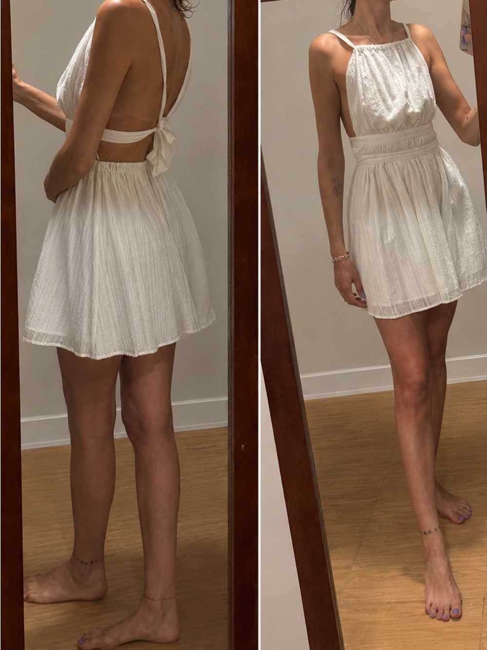 wild fable White Open-Back Halter Mini Dress